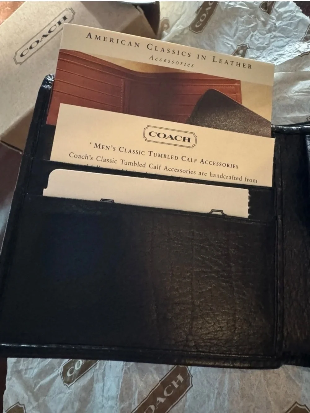 NIB Vintage Coach 5615 Black Calfskin Coin Case Wallet Deadstock Fall 1997 USA